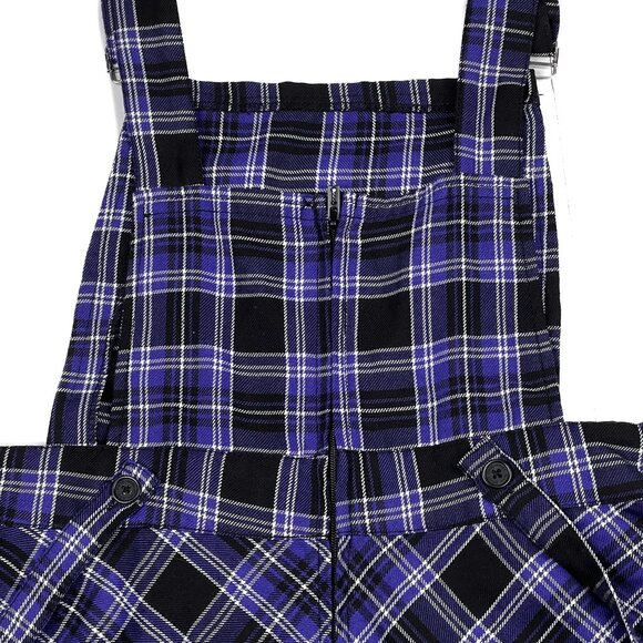 Royal Bones Daang Goodman Tripp Purple Plaid Skirtall Overalls Dress Sz L - NWOT - Picture 4 of 8